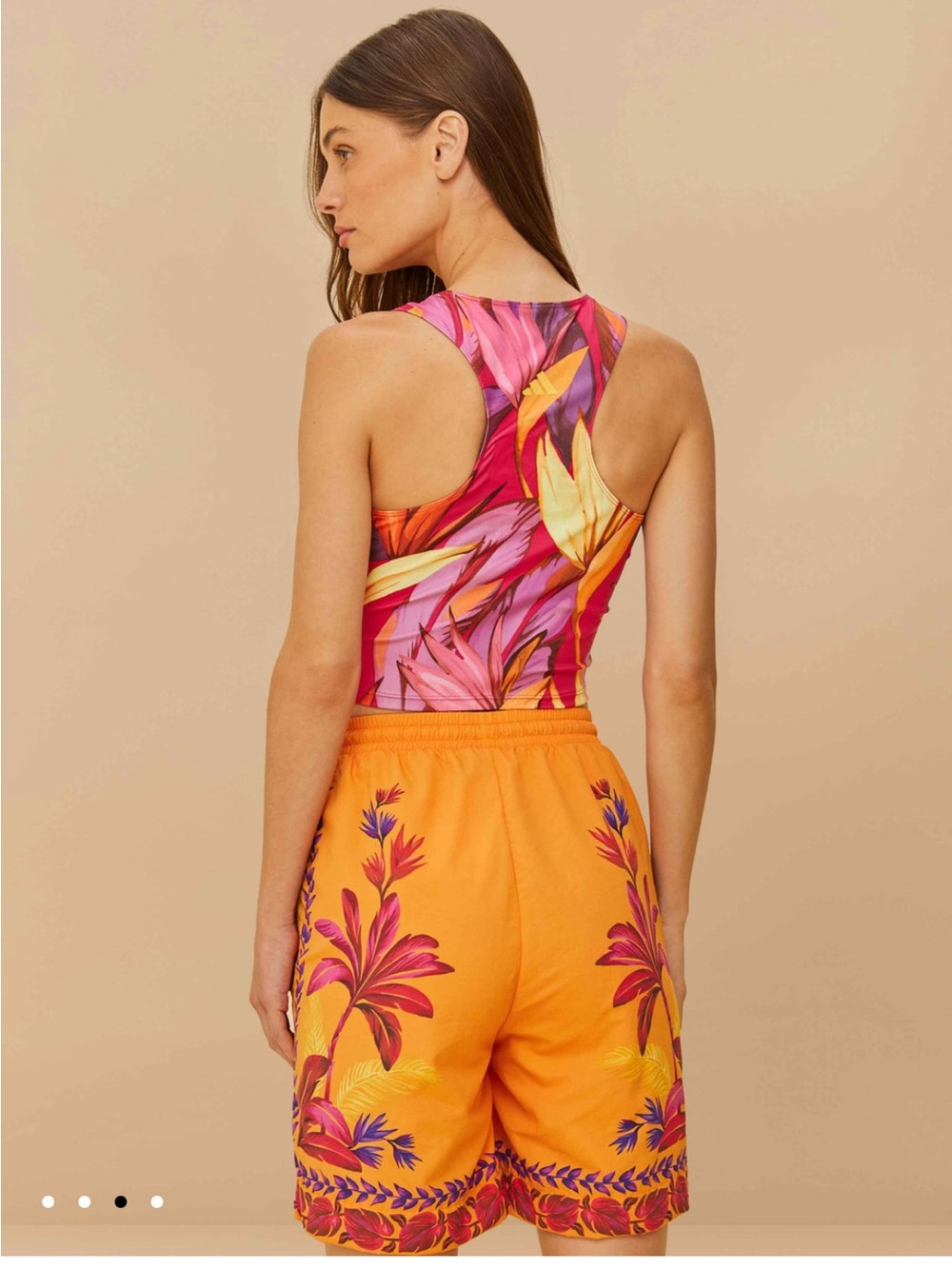Farm RioxAdidas Orange Floral Athletic Shorts - Picture 3 of 4